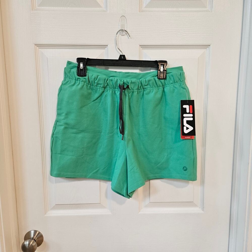 NWT Fila Green "Ready Set Cardio" Shorts Womens Size Large Athletic Drawstring